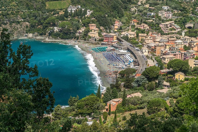 View from above to beach and village Levanto