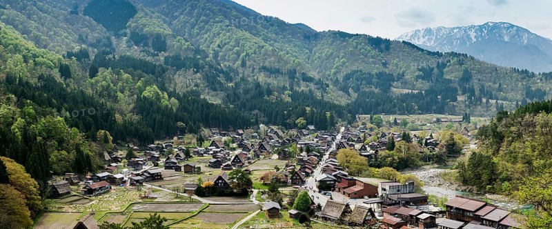 Panoramic view of Ogimachi Folk Village