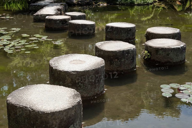 Stepping stones in pond at Heian Jingu gardens