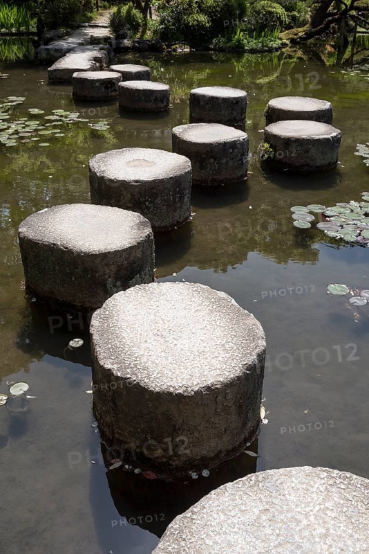 Stepping stones in pond at Heian Jingu gardens