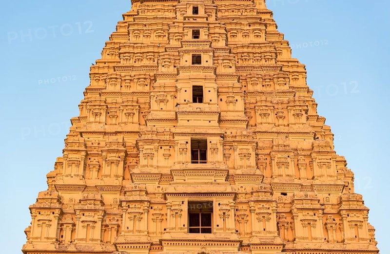Close-up of gopuram of Virupaksha Temple