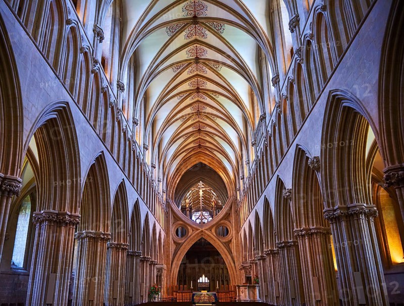 Interior of the medieval Wells Cathedral