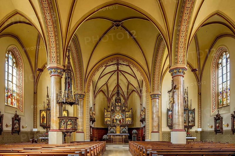 Interior of neo-Gothic parish church of the Assumption