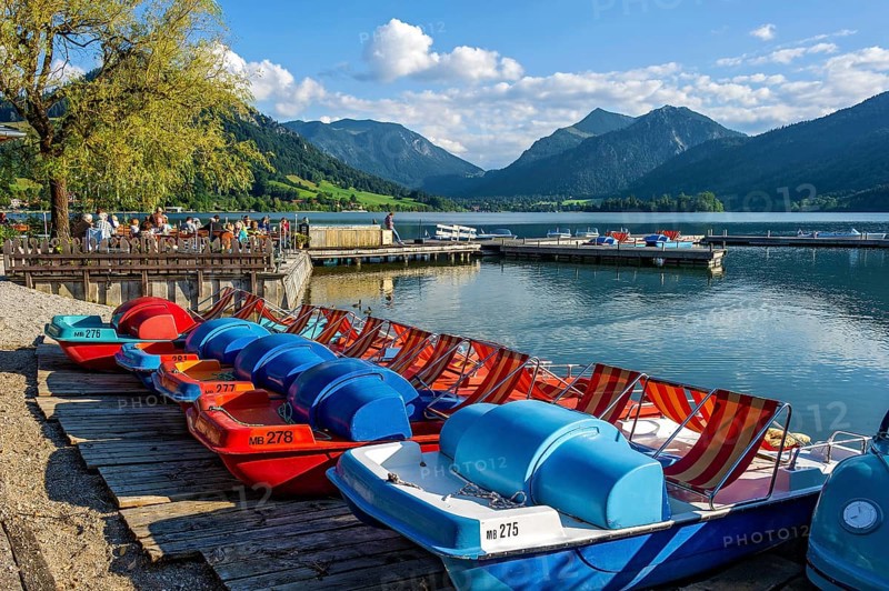 Pedal boats and beer garden at the Schliersee