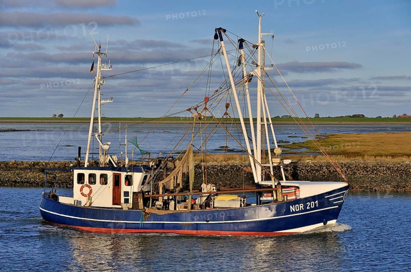 Fishing boat in Norddeich Mole channel