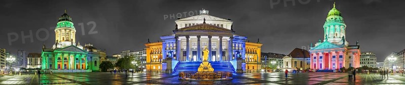 Illuminated Gendarmenmarkt with German Cathedral