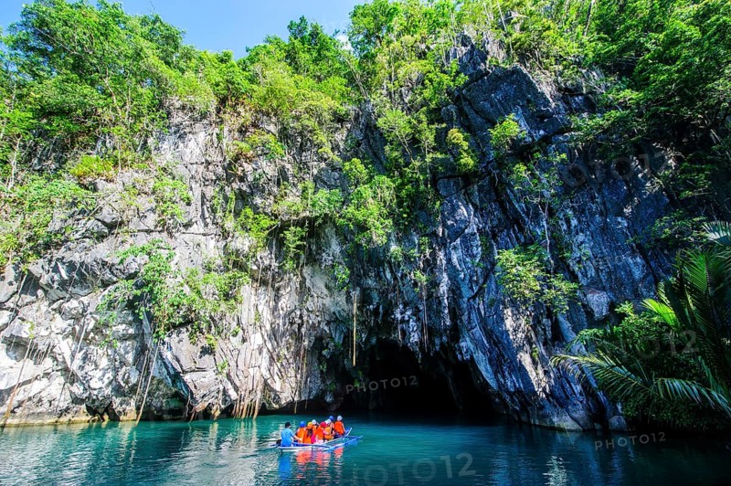 Tourist boat in Puerto Princessa rock caves and underground river