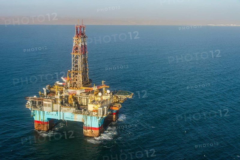 Aerial view of an oil plattform off the coast of Walvis Bay