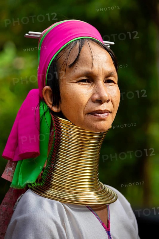Long necked woman with brass neck rings
