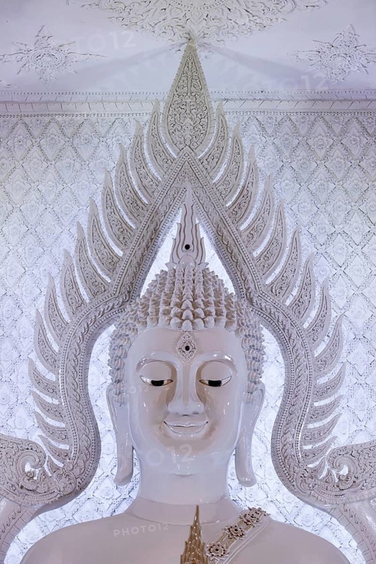 Buddha statue in the white prayer hall