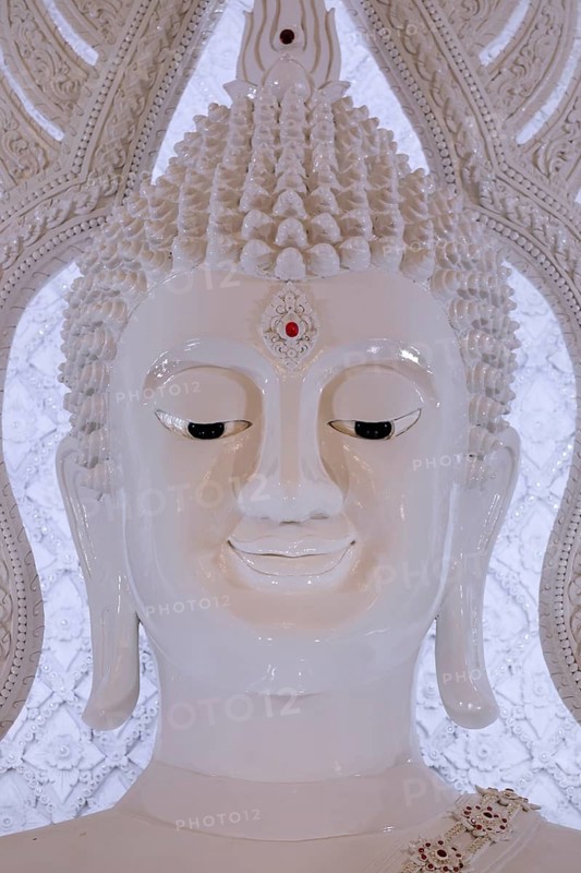 Buddha statue in the white prayer hall