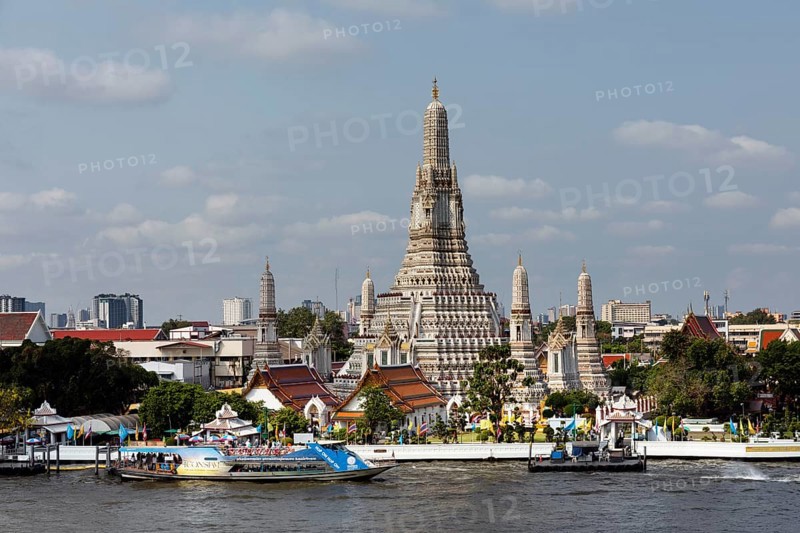 Boats at the Pier of Wat Arun