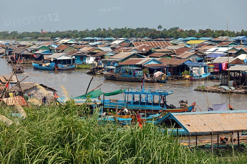 Floating villages with stilt houses