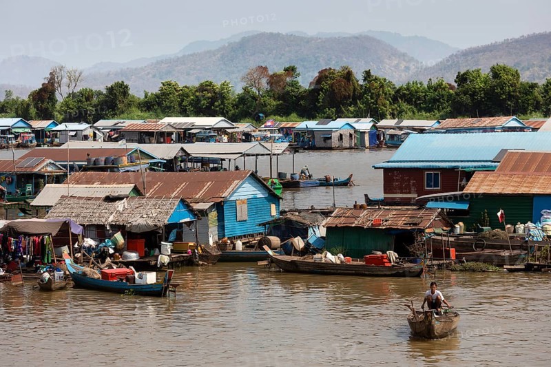 Floating villages with stilt houses