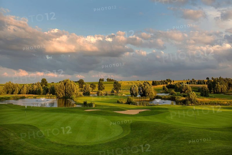 Golf course with water obstacle