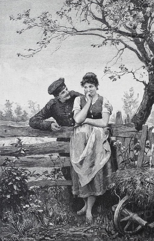 Young couple in love in the country