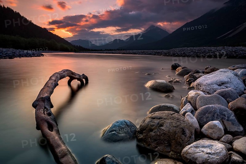 Bank with stones