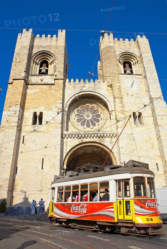 Lisbon cathedral and tram