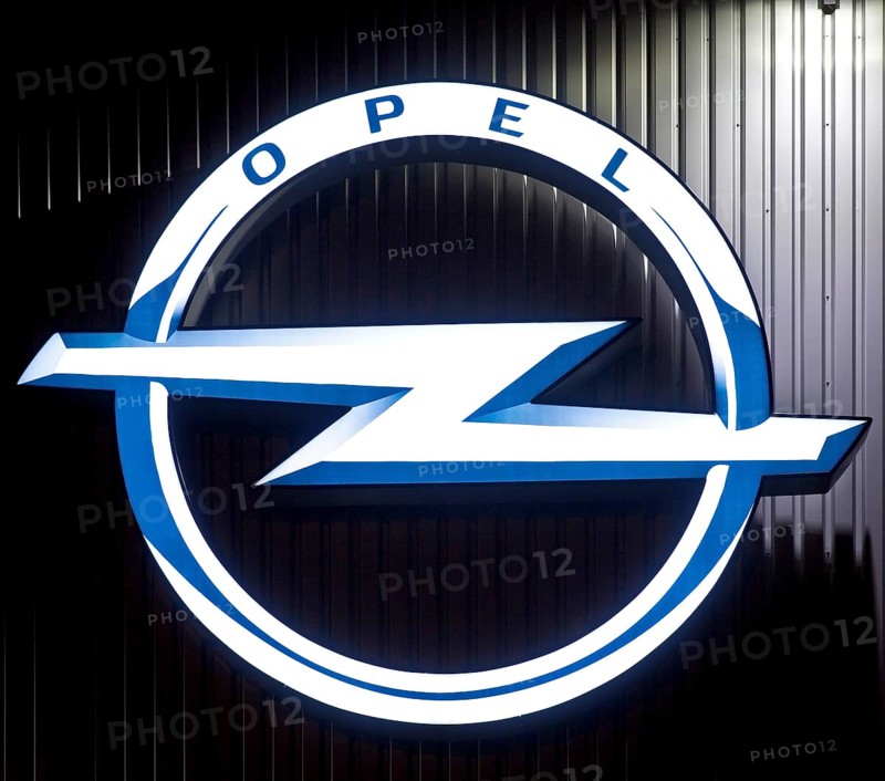 Opel logo at the goods distribution center of the Opel Group