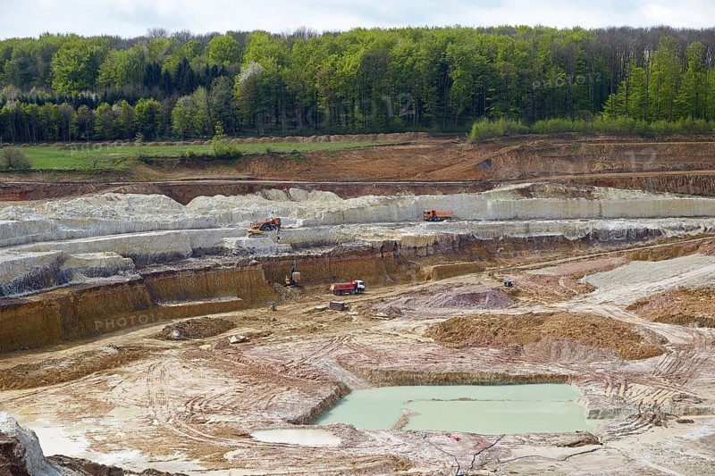 Clay mining in a clay pit