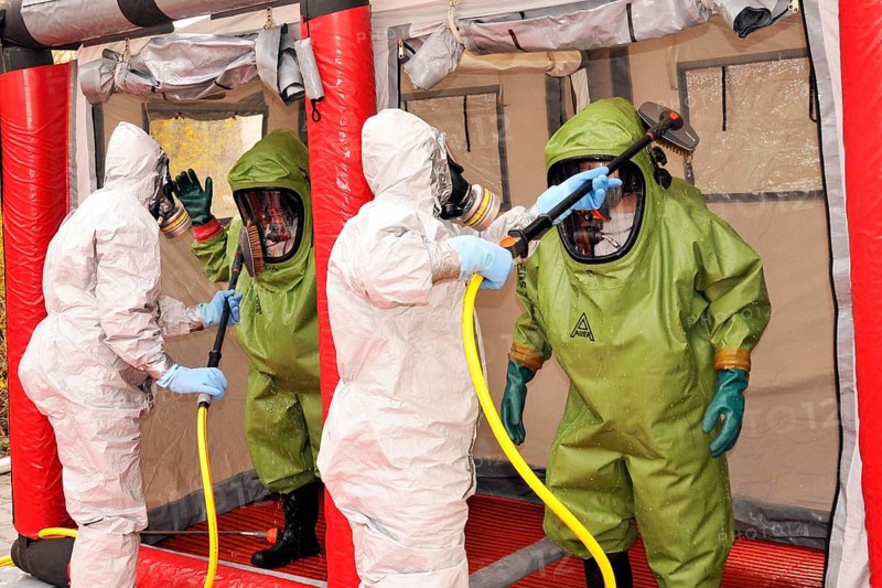 Firefighters during hazardous task