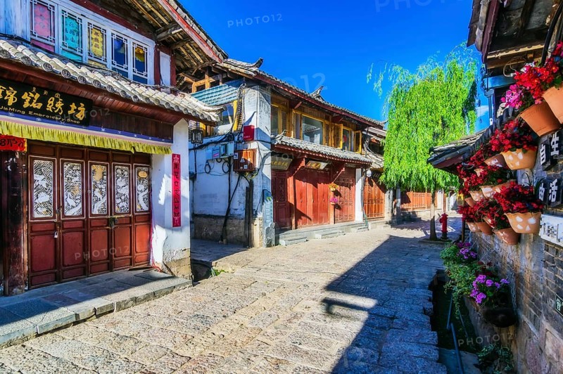 Street view with traditional houses