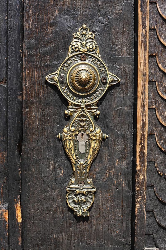 Old ornate door lock made of Metal
