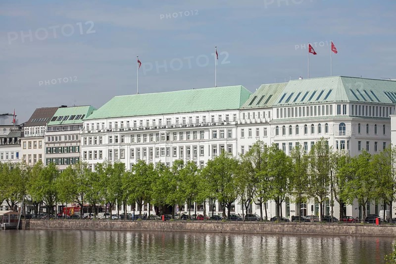 Inner Alster Lake with Jungfernstieg and Hotel Vier Jahreszeiten