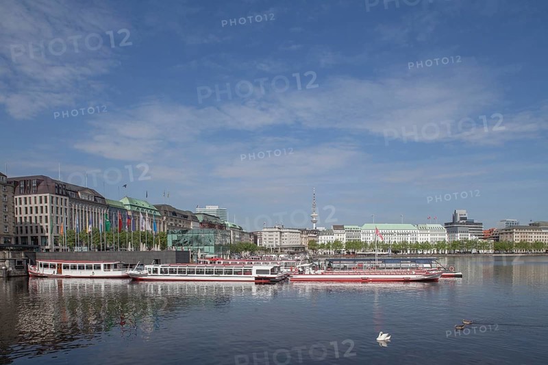 Jungfernstieg Inner Alster Lake and pier