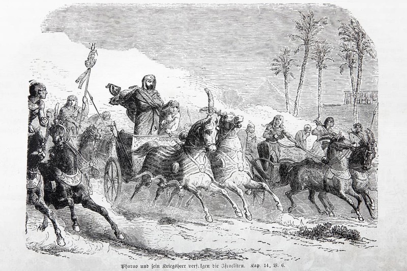 Pharaoh and his War Army persecute the Israelites