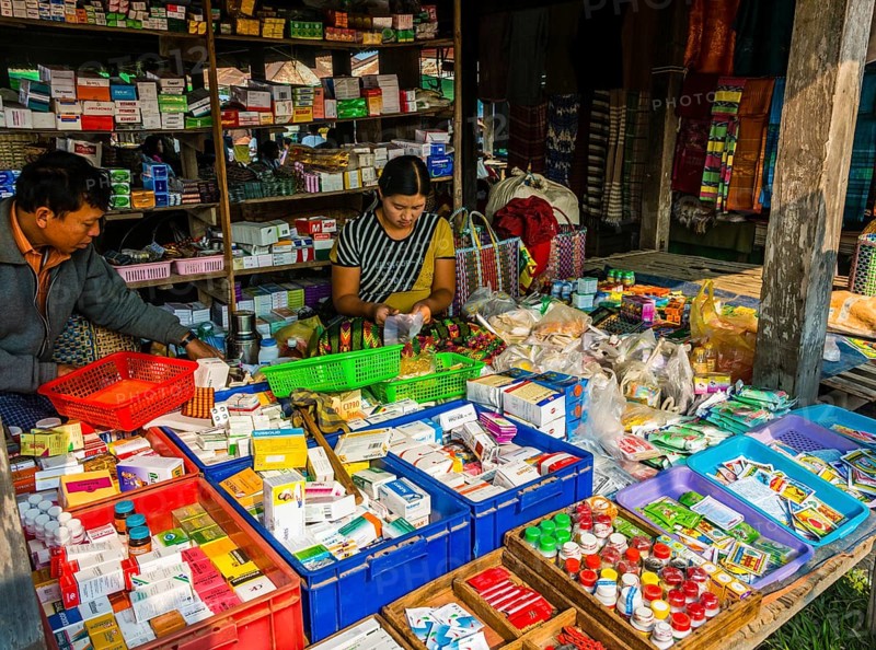 Market stall with medicine