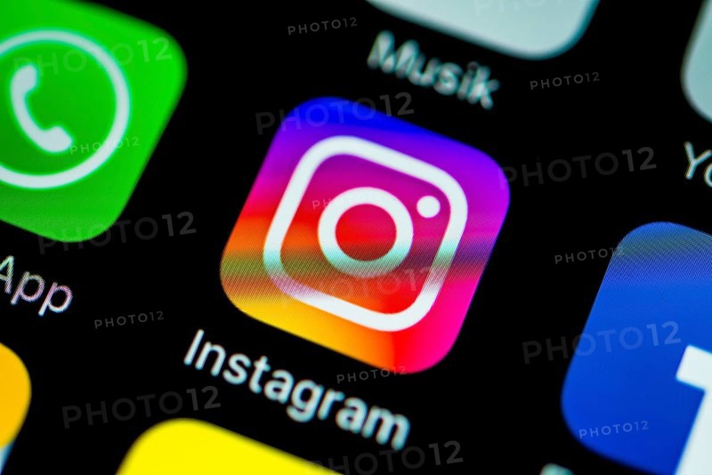 Smartphone screen with Instagram app icon in detail