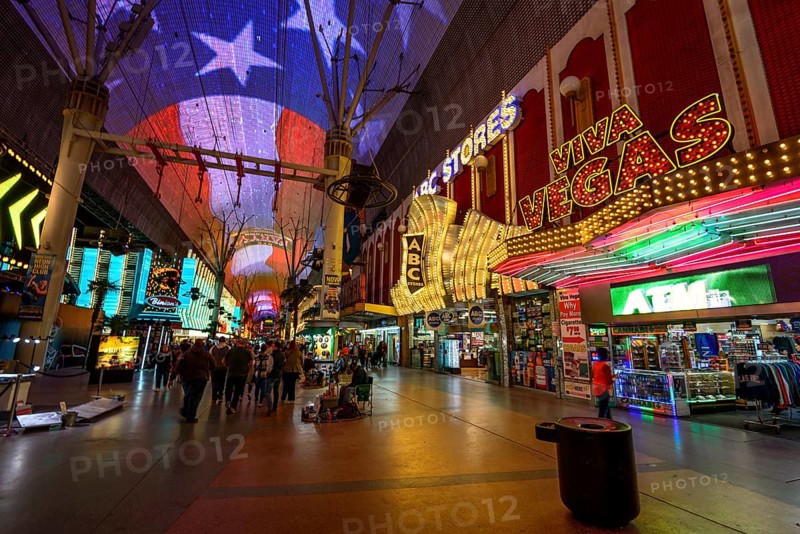 Neon dome of the Fremont Street Experience in old Las Vegas
