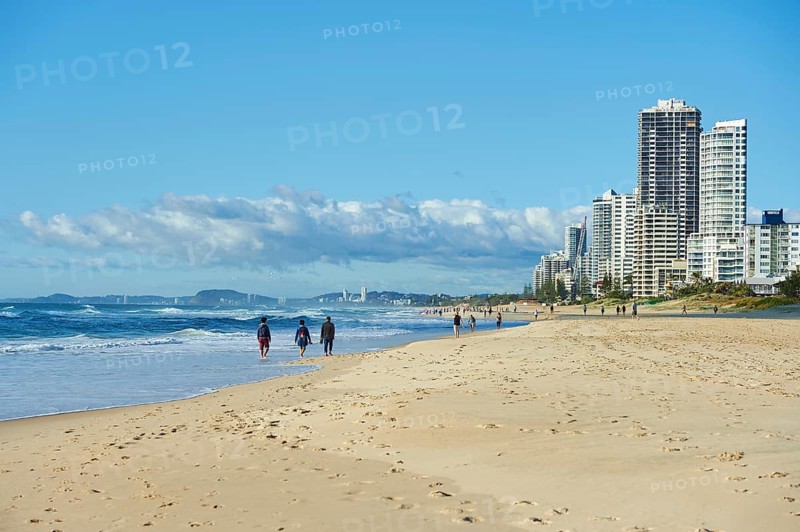 Sandy beach with view to skyline of Surfers Paradise