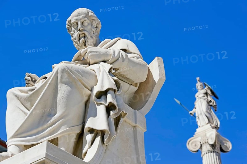 Statues of Socrates and Athena