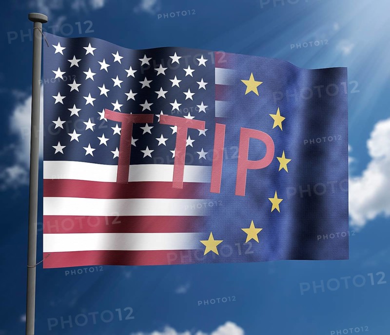 EU and USA Flag with TTIP writing