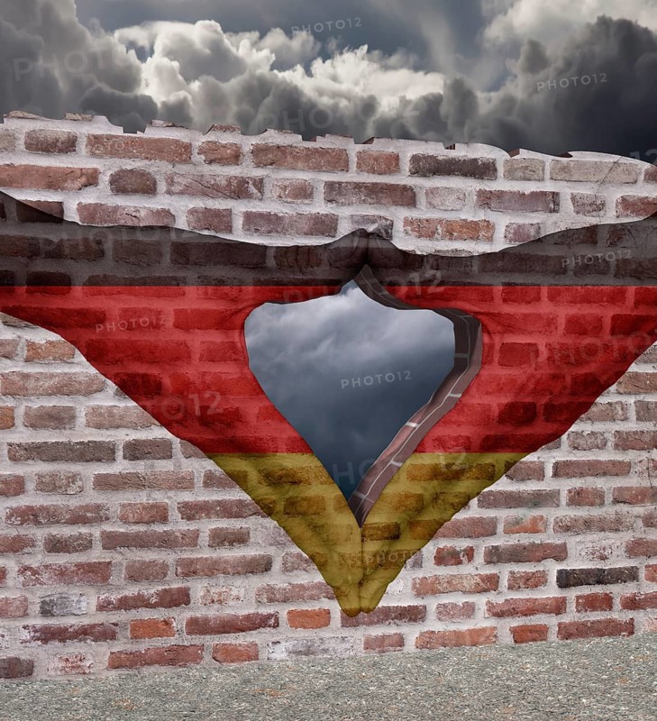 Merkel diamond on s wall with German flag