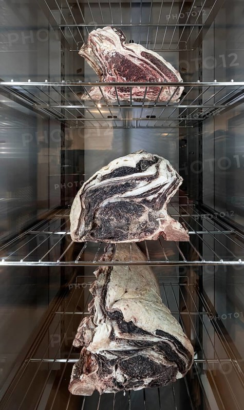 Hung meat cooled