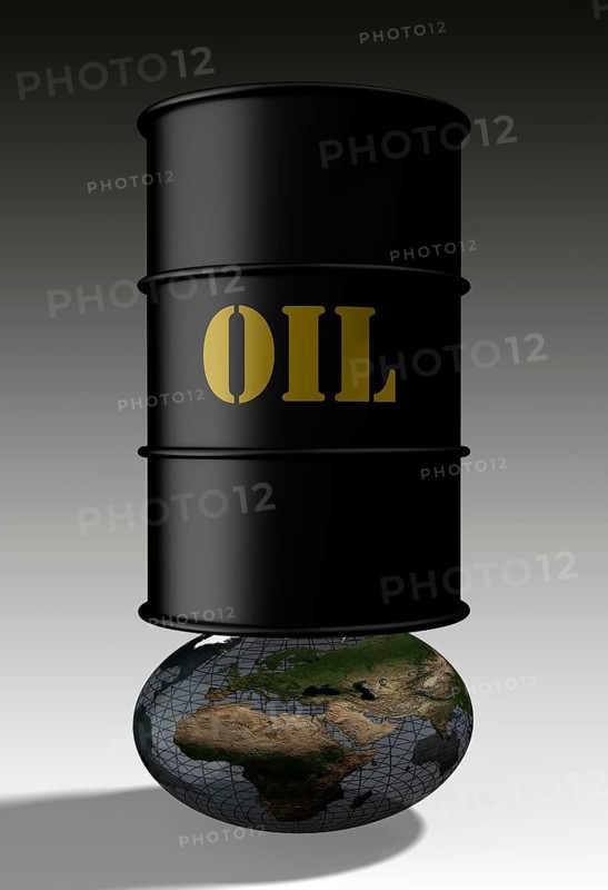 Oil barrel on deformed globe