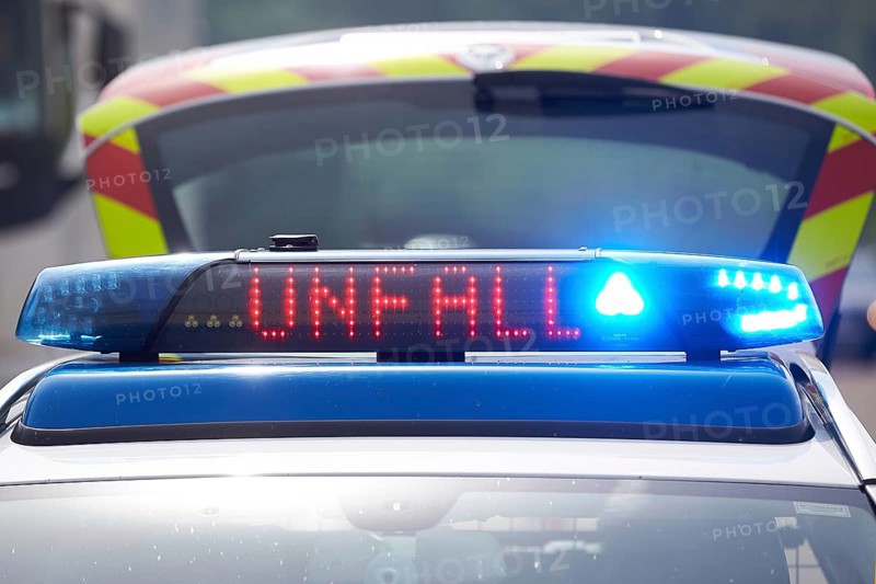 Illuminated sign Accident on a motorway police patrol car on the highway