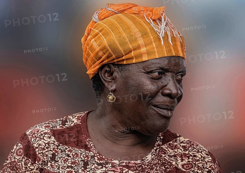 Portrait of a woman at a market