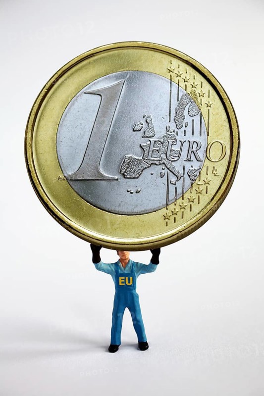 Man holds euro up