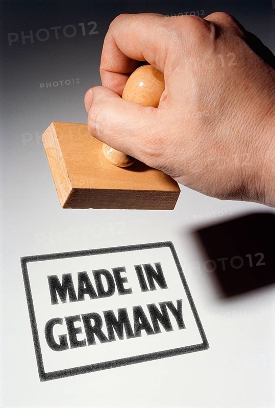 Hand with stamp Made in Germany