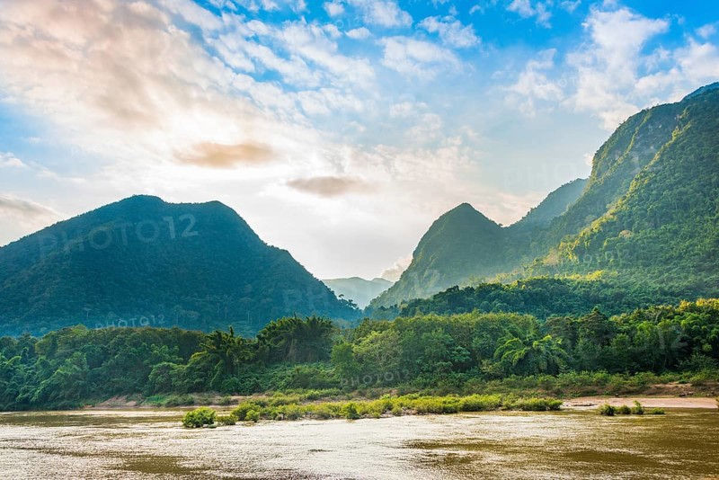 River landscape with karst mountains