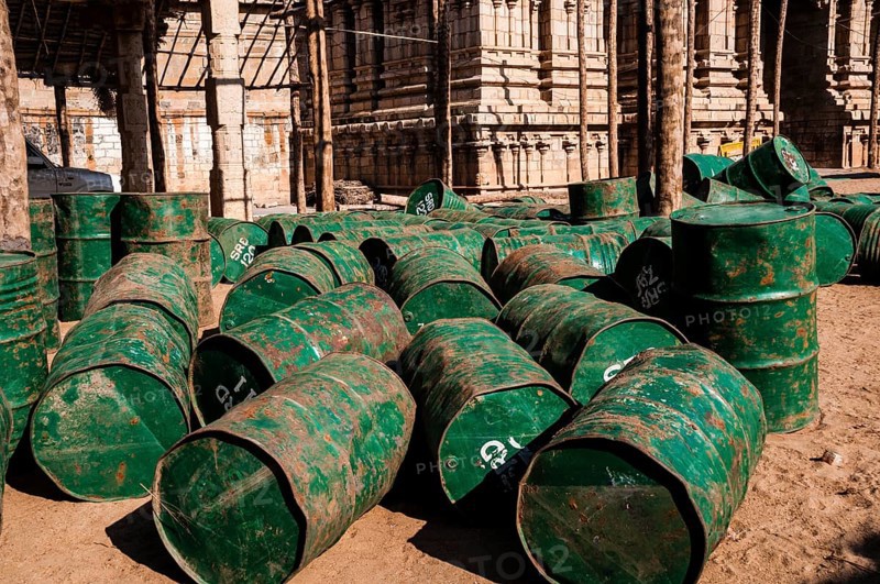 Old rusty oil drums
