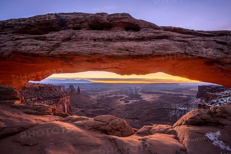 View through arch Mesa Arch at sunrise