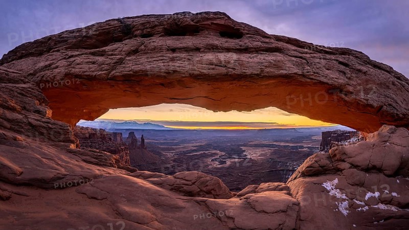View through arch Mesa Arch at sunrise