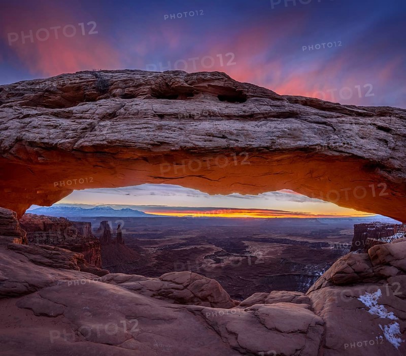 View through arch Mesa Arch at sunrise
