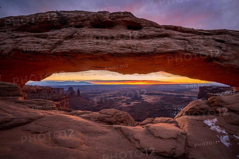 View through arch Mesa Arch at sunrise
