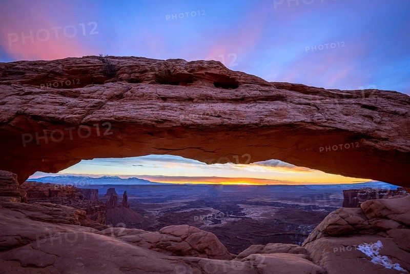 View through arch Mesa Arch at sunrise